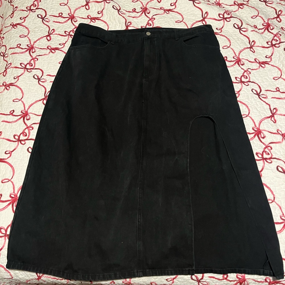 Cider Black A-Line Denim Skirt